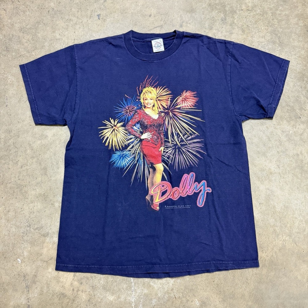 Vintage Dolly Parton Shirt Dollywood 2002 Country Music T-shirt Navy Blue Mens L